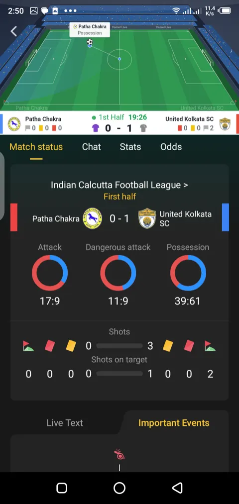 Camel Live predictions and match insights screen